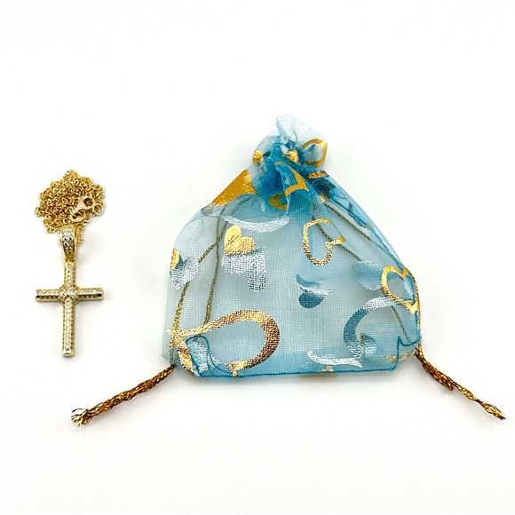 18K Gold Plated over 925 Sterling Silver Cross Necklace - Picture 8 of 9